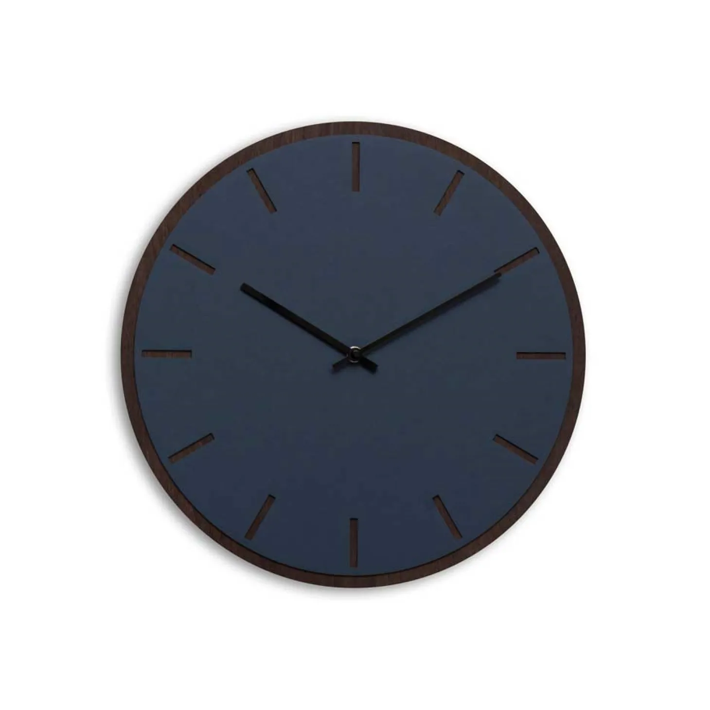Hemverk - Vægur - Mørk Eg/Smokey Blue - Sorte visere - Ø38 cm