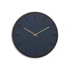 Hemverk - Vægur - Mørk Eg/Smokey Blue - Guld visere - Ø38 cm