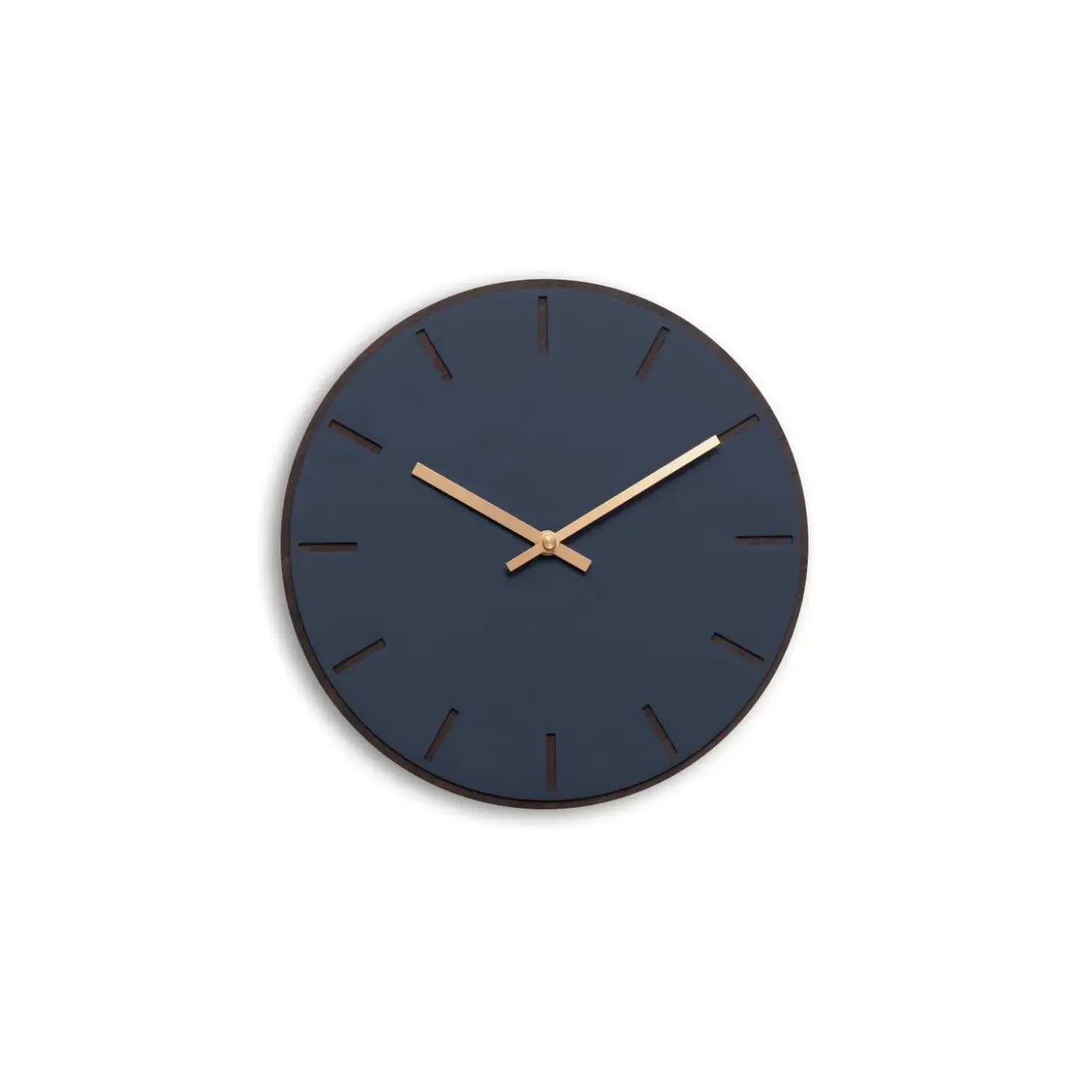Hemverk - Vægur - Mørk Eg/Smokey Blue - Kobber visere - Ø28 cm