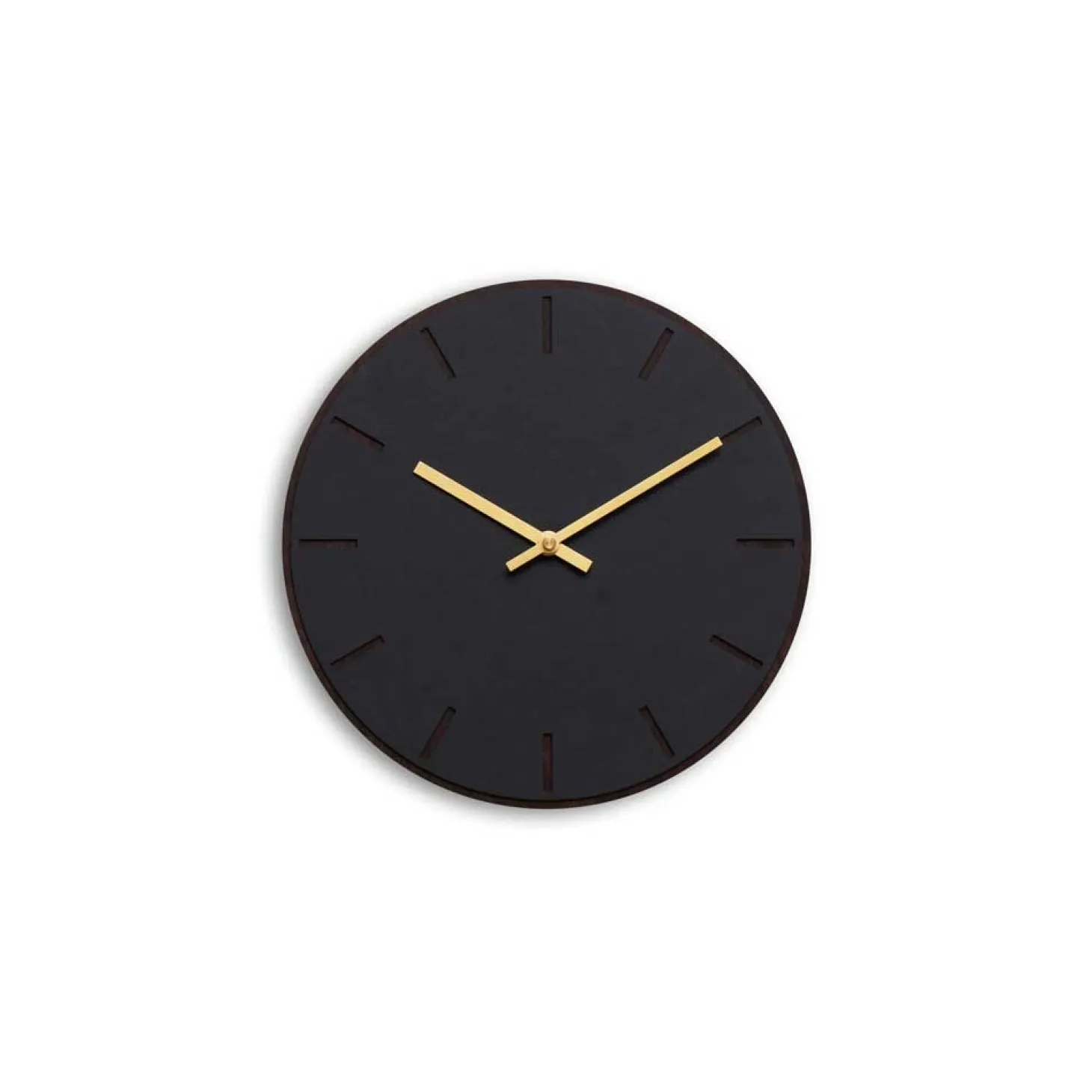 Hemverk - Vægur - Mørk Eg/Sort - Guld visere - Ø28 cm