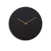 Hemverk - Vægur - Mørk Eg/Sort - Guld visere - Ø38 cm