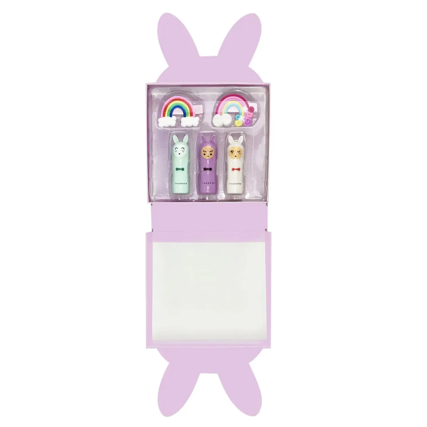 Inuwet - Bunny Deluxe Box - Gaveæske - 3 Læbepomader og 2 Hårklips