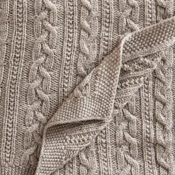 Jack o Juno - Tæppe - Knitted Merino Wool Blanket - Lys Brun - 80x100 cm