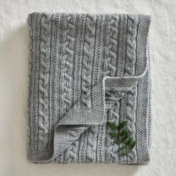 Jack o Juno - Tæppe - Knitted Merino Wool Blanket - Lys Grå