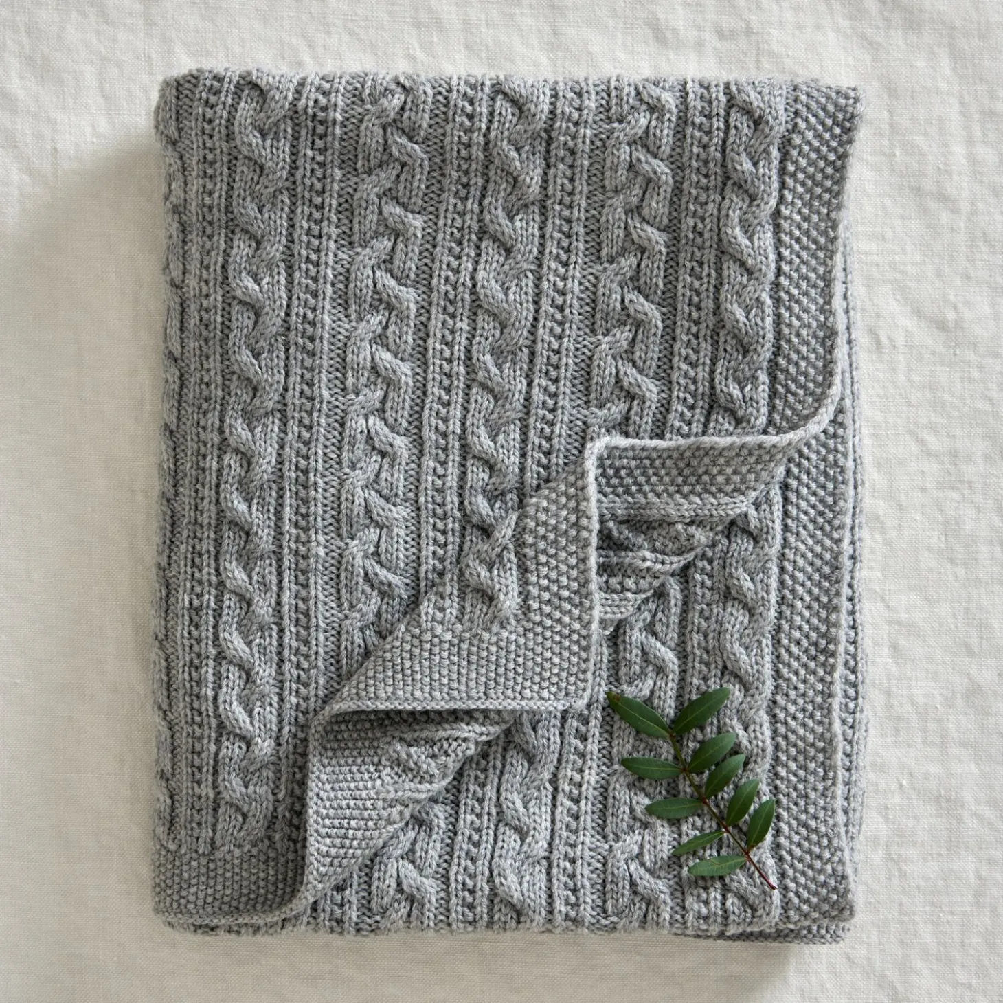 Jack o Juno - Tæppe - Knitted Merino Wool Blanket - Lys Grå