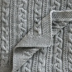 Jack o Juno - Tæppe - Knitted Merino Wool Blanket - Lys Grå