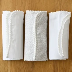 Jack o Juno - Tæppe/Klud - Pom Pom Mini Muslin Blankets (3-pack) - Hvid/Grå