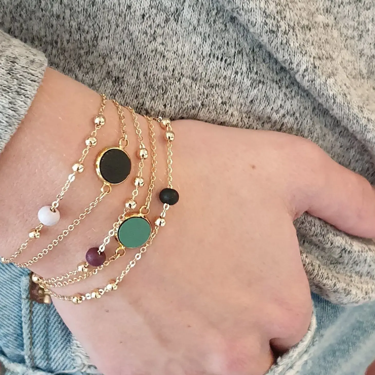 Jewelry by Grundled - Armbånd - Optativ - dusty jade vedhæng