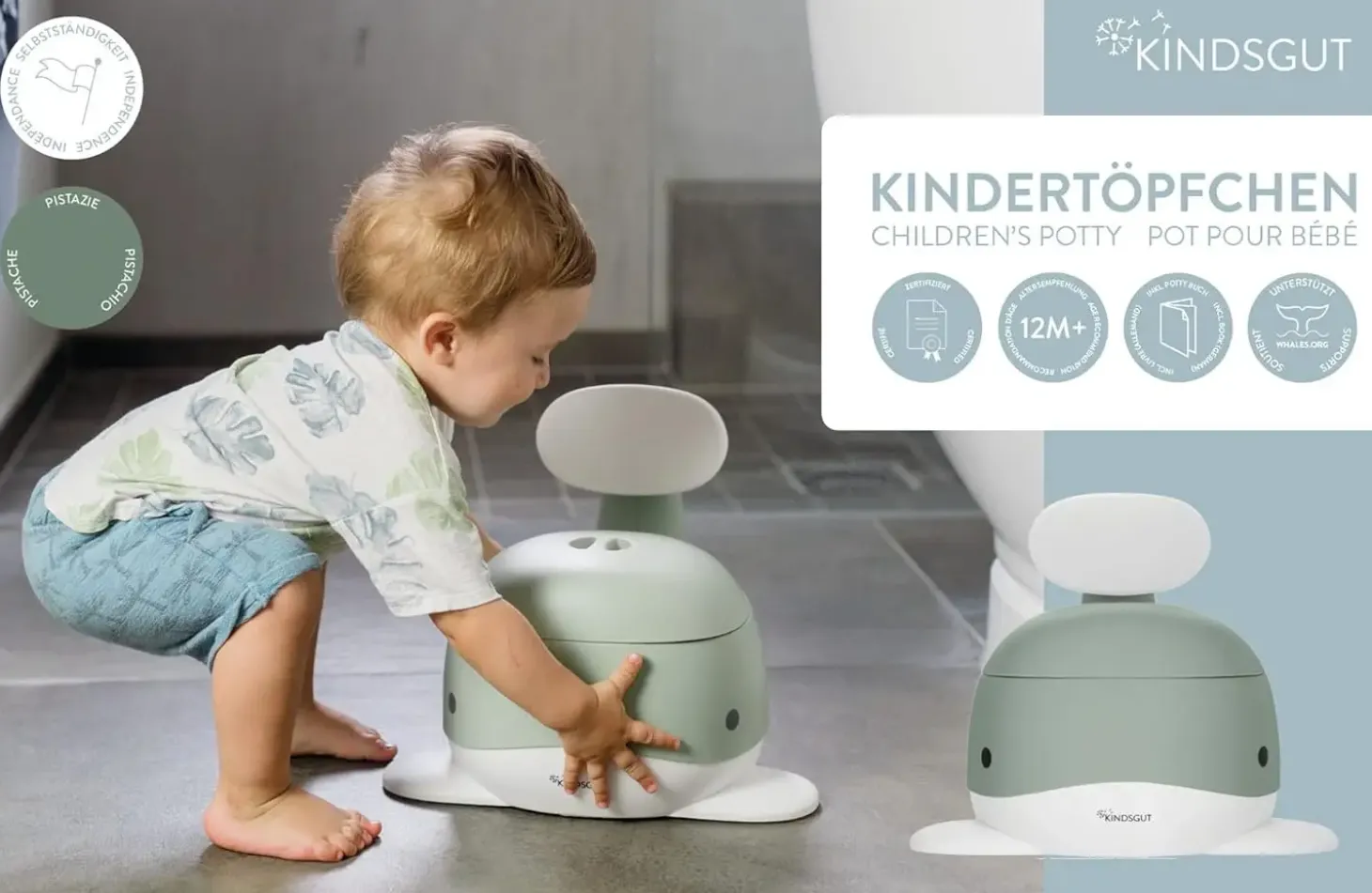 Kindsgut - Potty Training Toilet - Hval - Pistachio