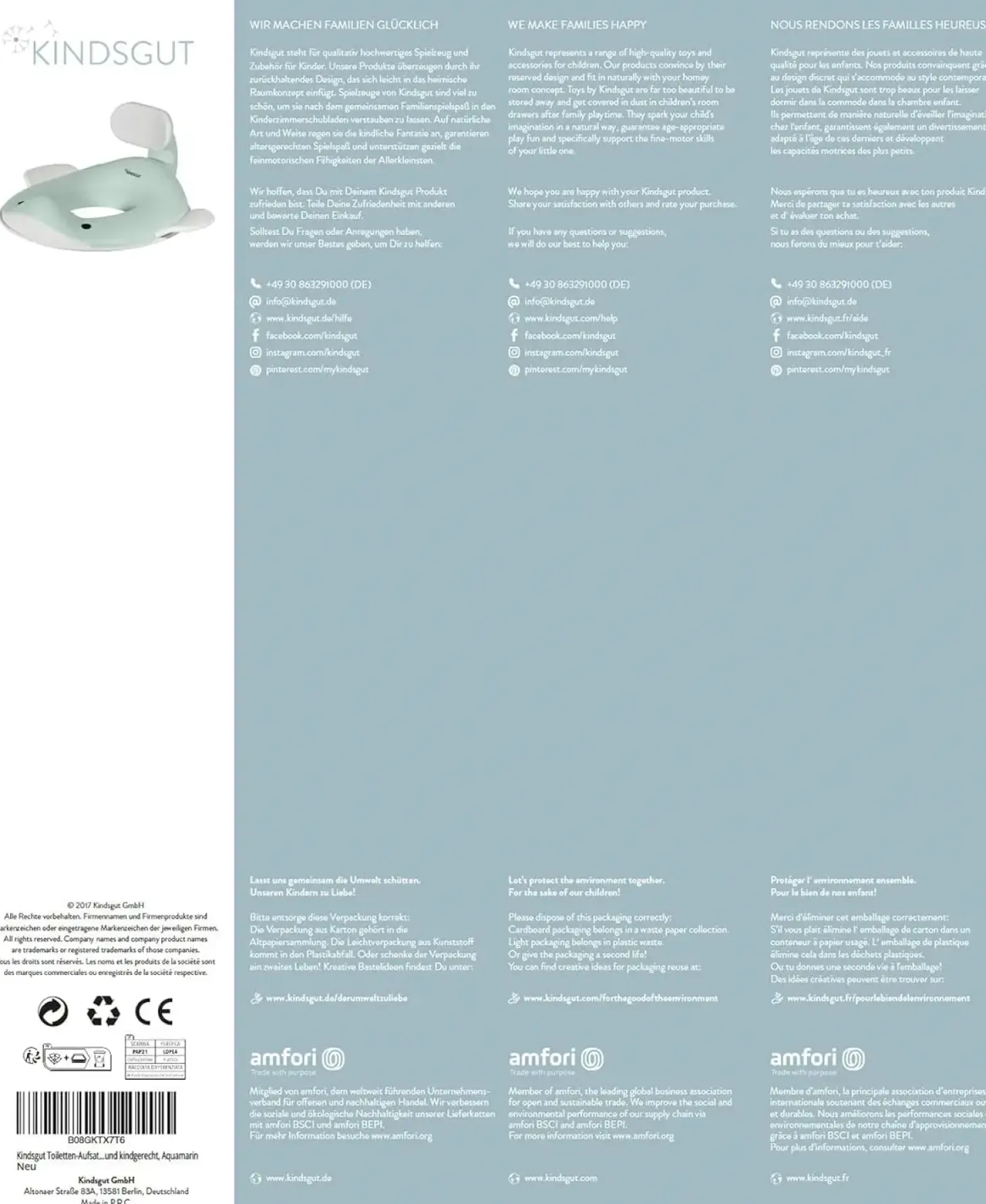 Kindsgut - Toiletsæde til børn - Hval - Aquamarine