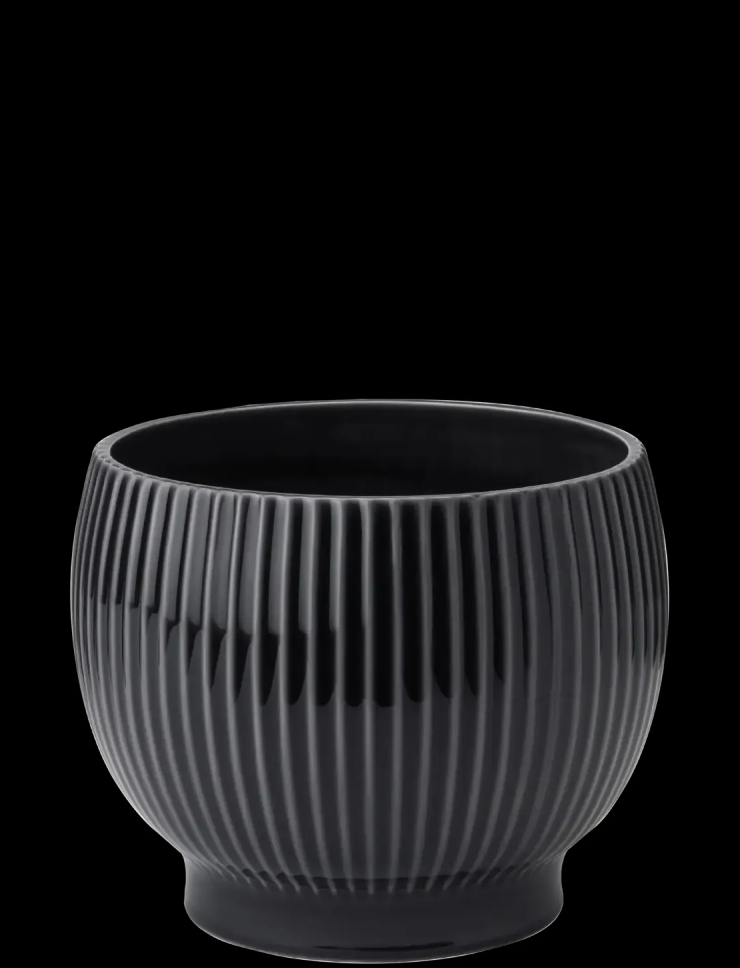 Knabstrup Keramik - urtepotteskjuler Ø 16 cm ripple black