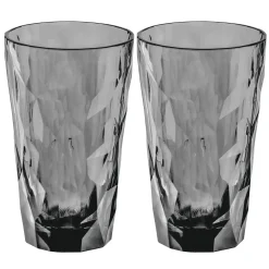Koziol - Club No. 6 Superglas - Plastik Glas - Transparent Grå - Sæt af 2 stk.