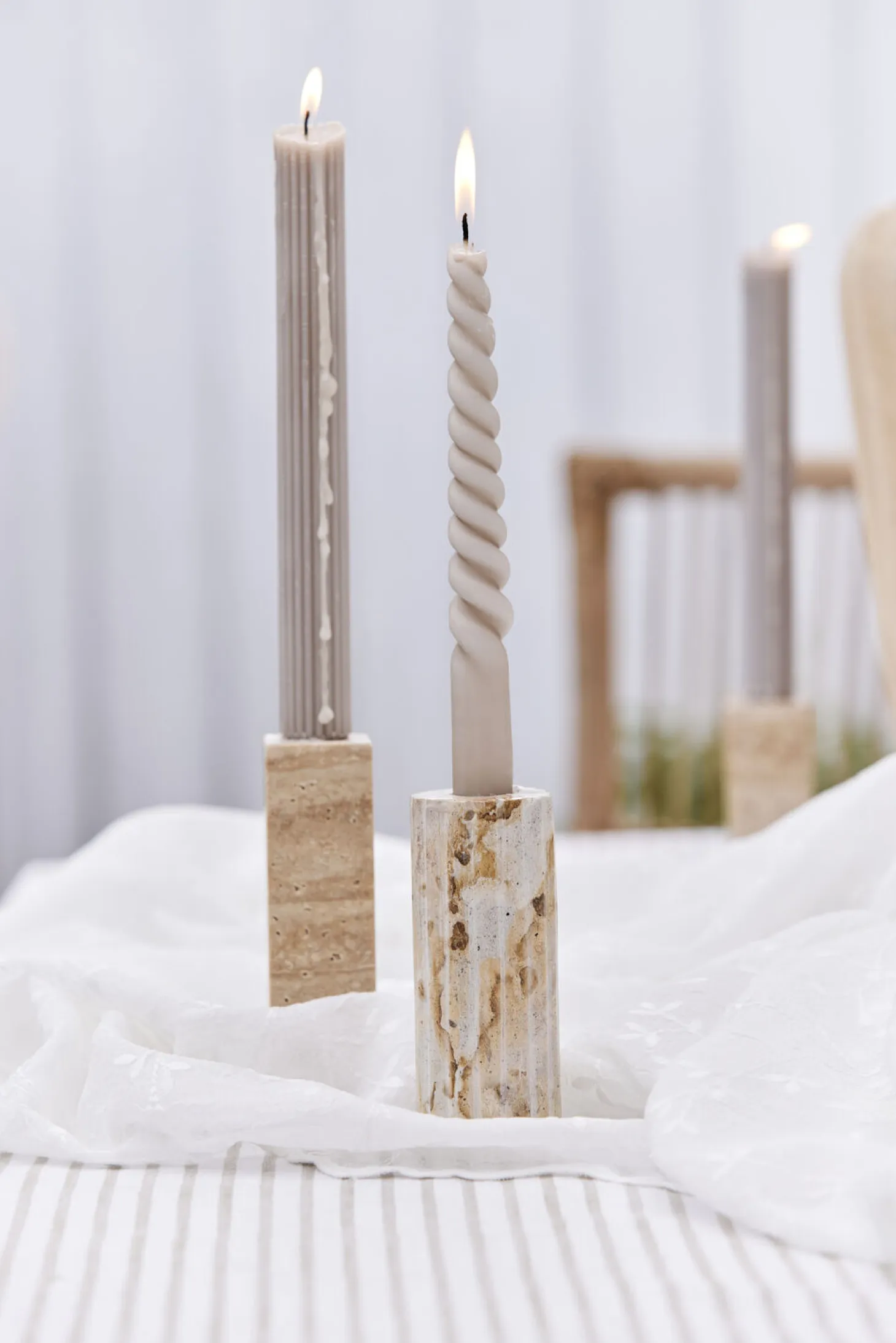 Lene Bjerre - Eliana lysestage 12,5 cm. sand marmor