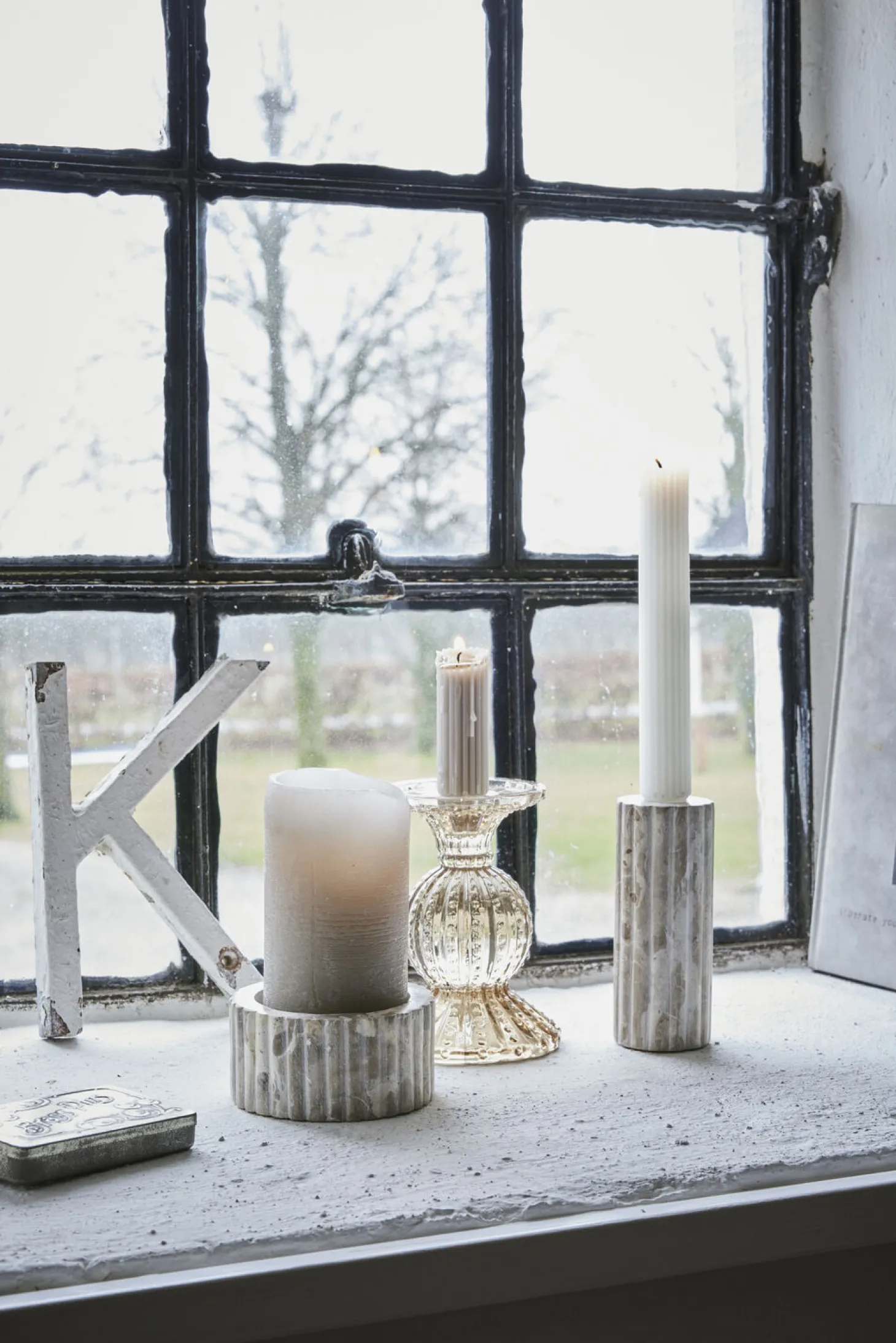 Lene Bjerre - Eliana lysestage 12,5 cm. sand marmor