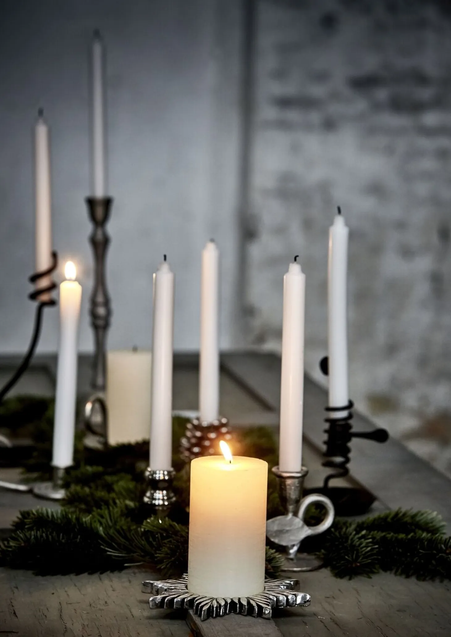 Lene Bjerre - Rustic bloklys hvid kæmpe