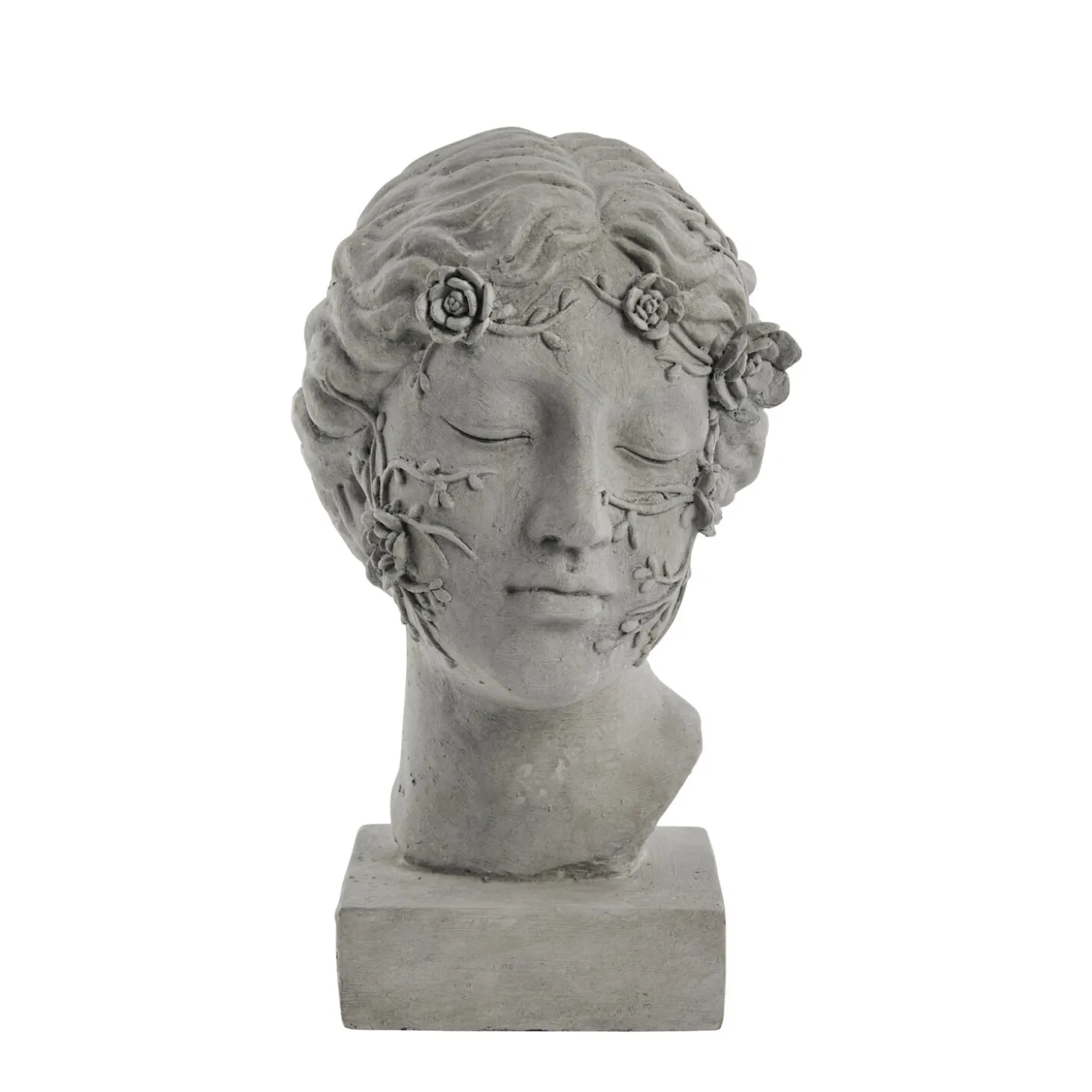 Lene Bjerre - Sielle figur kvinde m. blomster 31 cm. grå