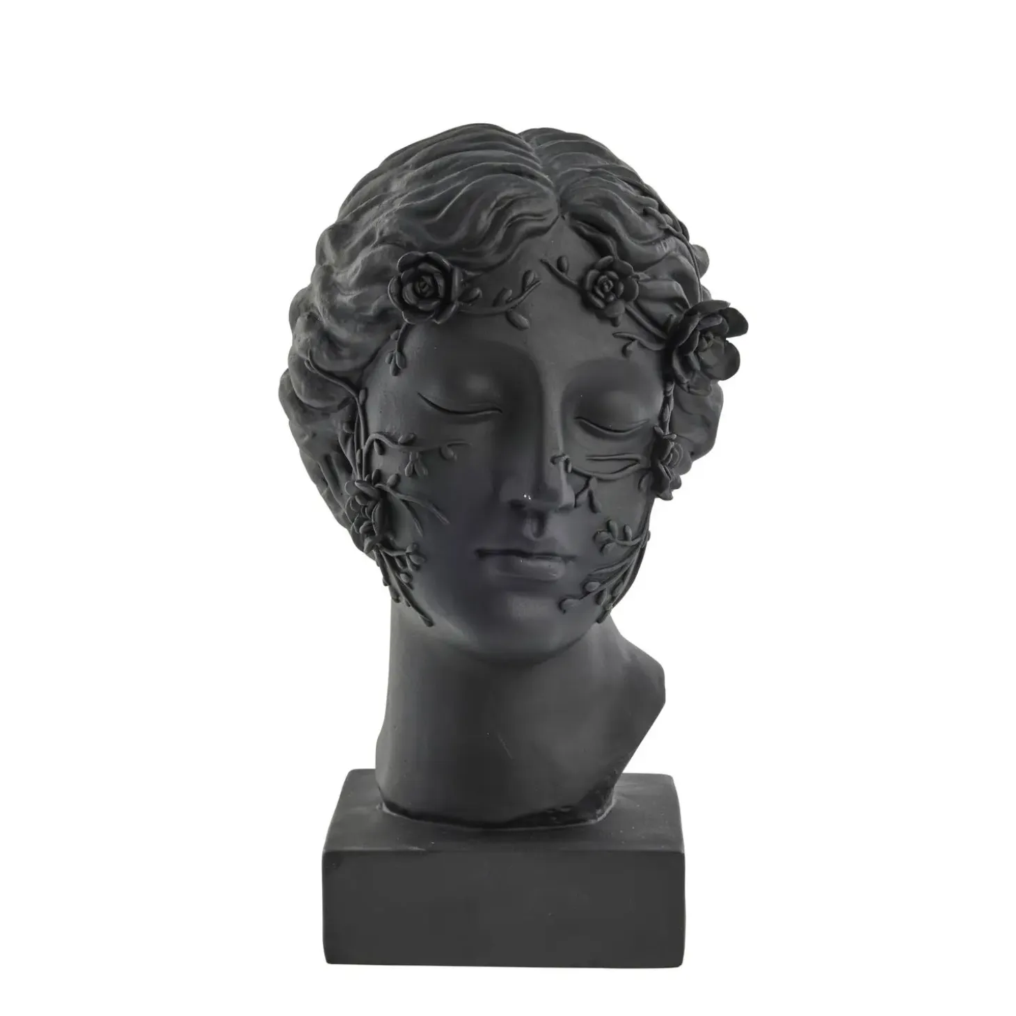 Lene Bjerre - Sielle figur kvinde m. blomster 31 cm. sort