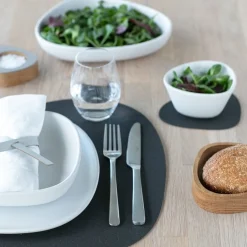 LindDNA - Dækkeserviet - Table mat curve - Core Flecked Anthracite - 37x44 cm