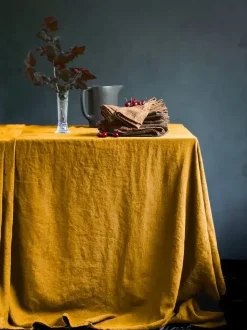 Lovely Linen - Dug - Honey/Gul - 145x300 cm