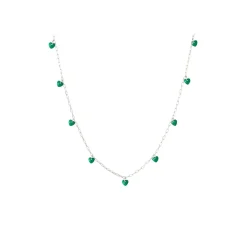 LULU Copenhagen - Halskæde - Love U - Sølv/Light Green
