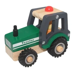 Magni - Traktor i træ m. gummihjul - Grøn - FSC 100%