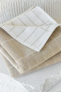 Mette Ditmer - FLINESTEN gæstehåndklæde, 2-pak, Sand / Off-white