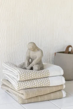 Mette Ditmer - GRID gæstehåndklæde, 2-pak, Sand / Off-white
