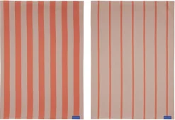 Mette Ditmer - Stripes Viskestykke - 50x70 - Latte - Sæt med 2 styk