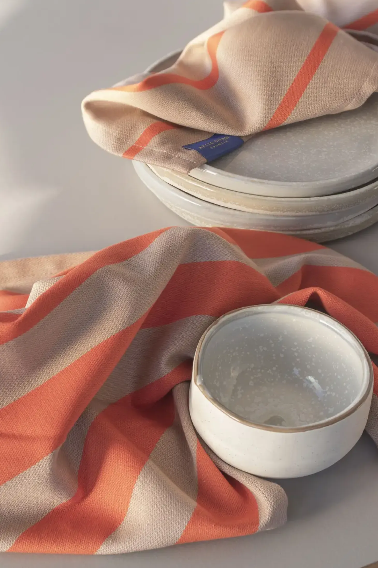 Mette Ditmer - Stripes Viskestykke - 50x70 - Latte - Sæt med 2 styk