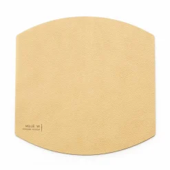 MiLLE W NORDISK DESIGN - Ellips Bordskåner - Beige læder - Ø22 cm