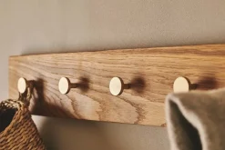 Moudhome - OAK Knagerække Egetræ Med Messing Knager - 100 cm