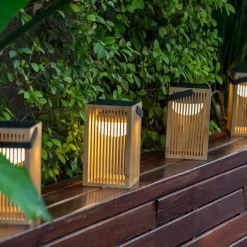 New Garden - Lanterne - Okinawa - Genopladelig med solceller og usb - Bambus