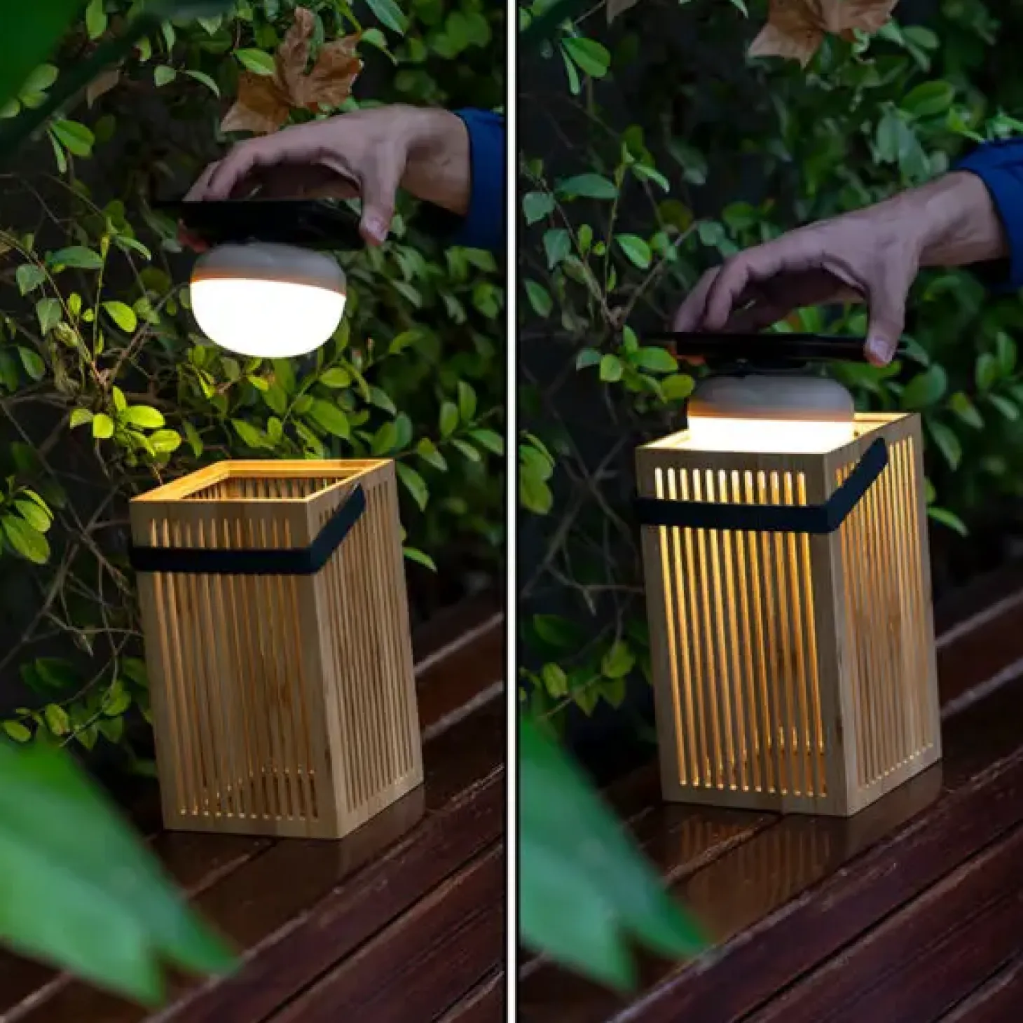 New Garden - Lanterne - Okinawa - Genopladelig med solceller og usb - Bambus