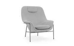 Normann Copenhagen - Drape Lounge Chair High W. Headrest Grey Steel