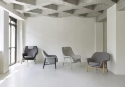 Normann Copenhagen - Drape Lounge Chair High W. Headrest Grey Steel