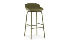 Normann Copenhagen - Hyg Barstool 75 cm Front Upholstery Olive & Olive Steel
