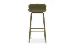 Normann Copenhagen - Hyg Barstool 75 cm Front Upholstery Olive & Olive Steel