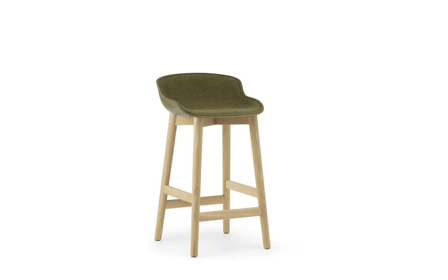 Normann Copenhagen - Hyg Barstool 65 cm Front Upholstery Olive & Oak