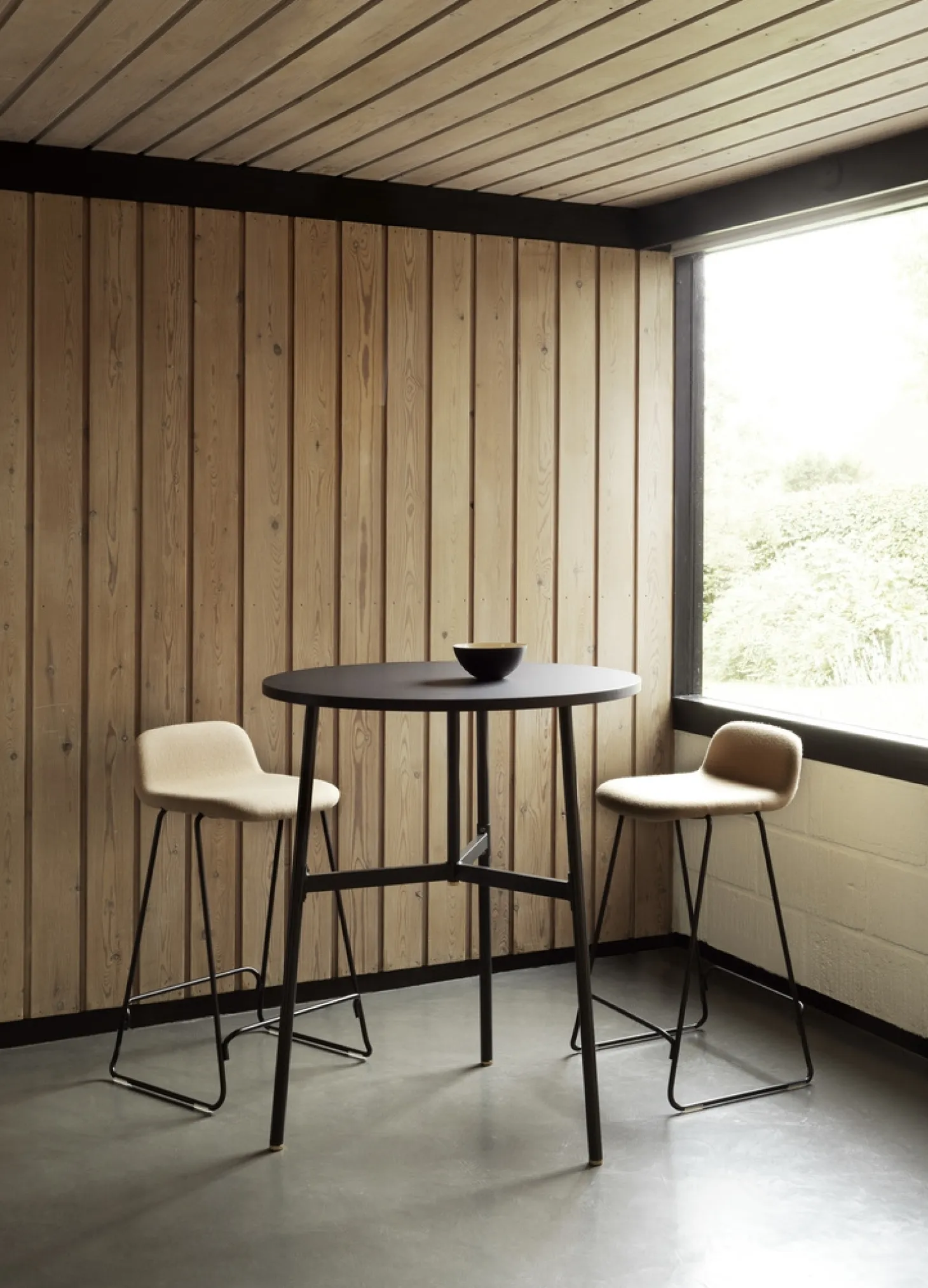 Normann Copenhagen - Just Barstool 65 cm w. back Full Upholstery Black Steel