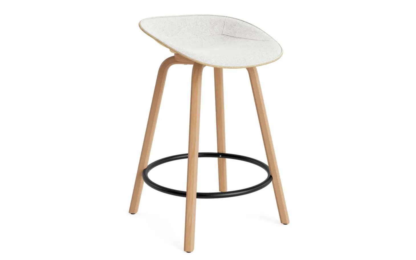 Normann Copenhagen - Mat Barstool 65 cm Front Upholstery Hemp Beech/Black - Hallingdal 110