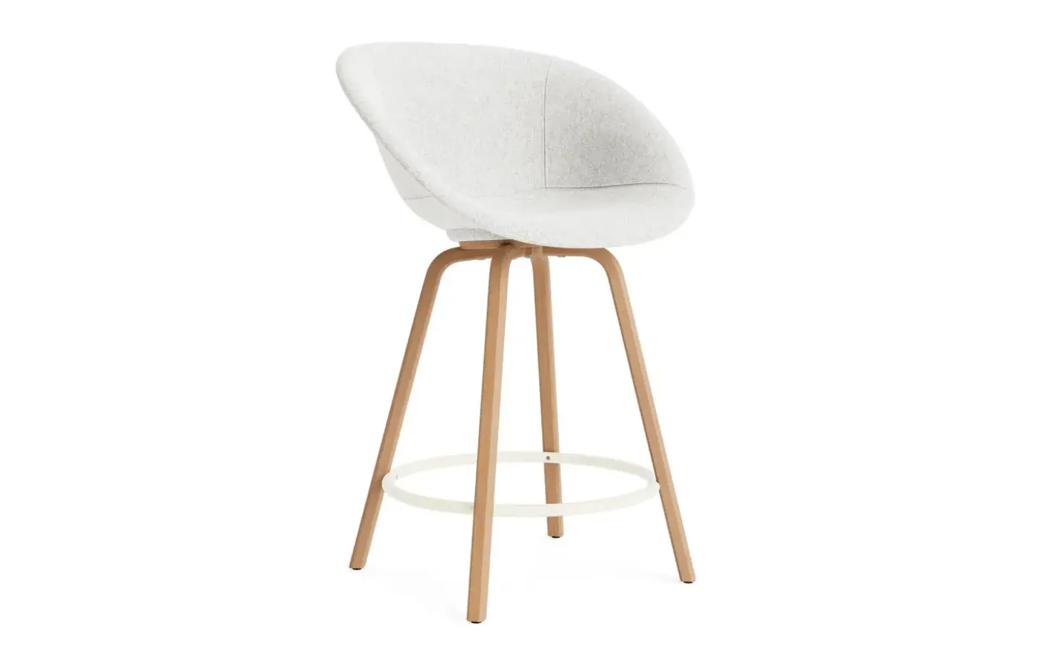 Normann Copenhagen - Mat Bar Armchair 65 cm Full Upholstery Beech/Cream - Hallingdal 110