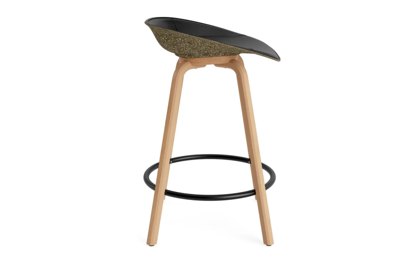 Normann Copenhagen - Mat Barstool 65 cm Front Upholstery Seaweed Beech/Black - Ultra 41599