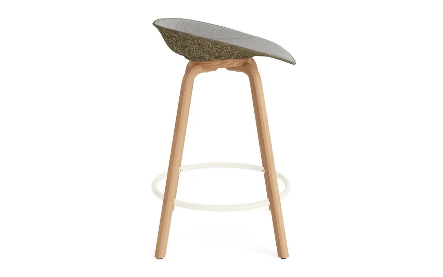 Normann Copenhagen - Mat Barstool 65 cm Front Upholstery Seaweed Beech/Cream - Remix 133