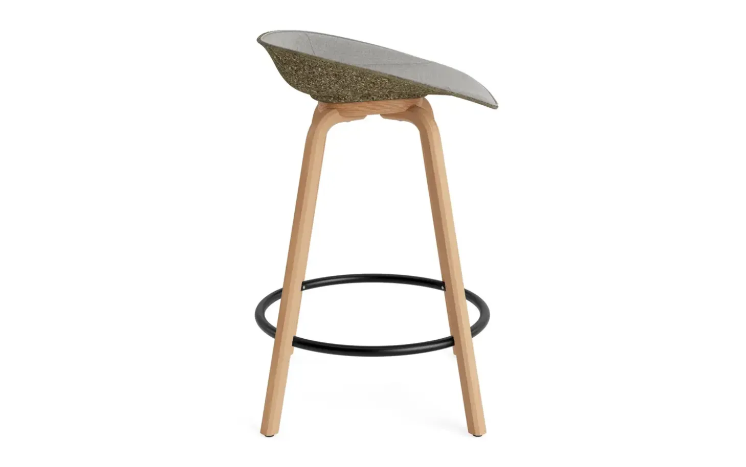 Normann Copenhagen - Mat Barstool 65 cm Front Upholstery Seaweed Beech/Black - Remix 133