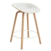 Normann Copenhagen - Mat Barstool 65 cm Front Upholstery Hemp Beech/Cream - Hallingdal 110