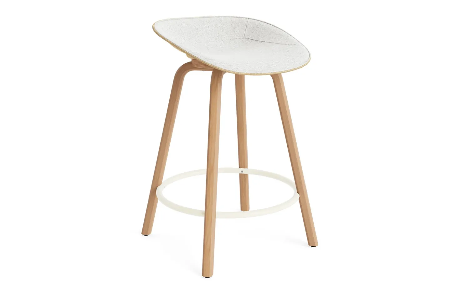 Normann Copenhagen - Mat Barstool 65 cm Front Upholstery Hemp Beech/Cream - Hallingdal 110