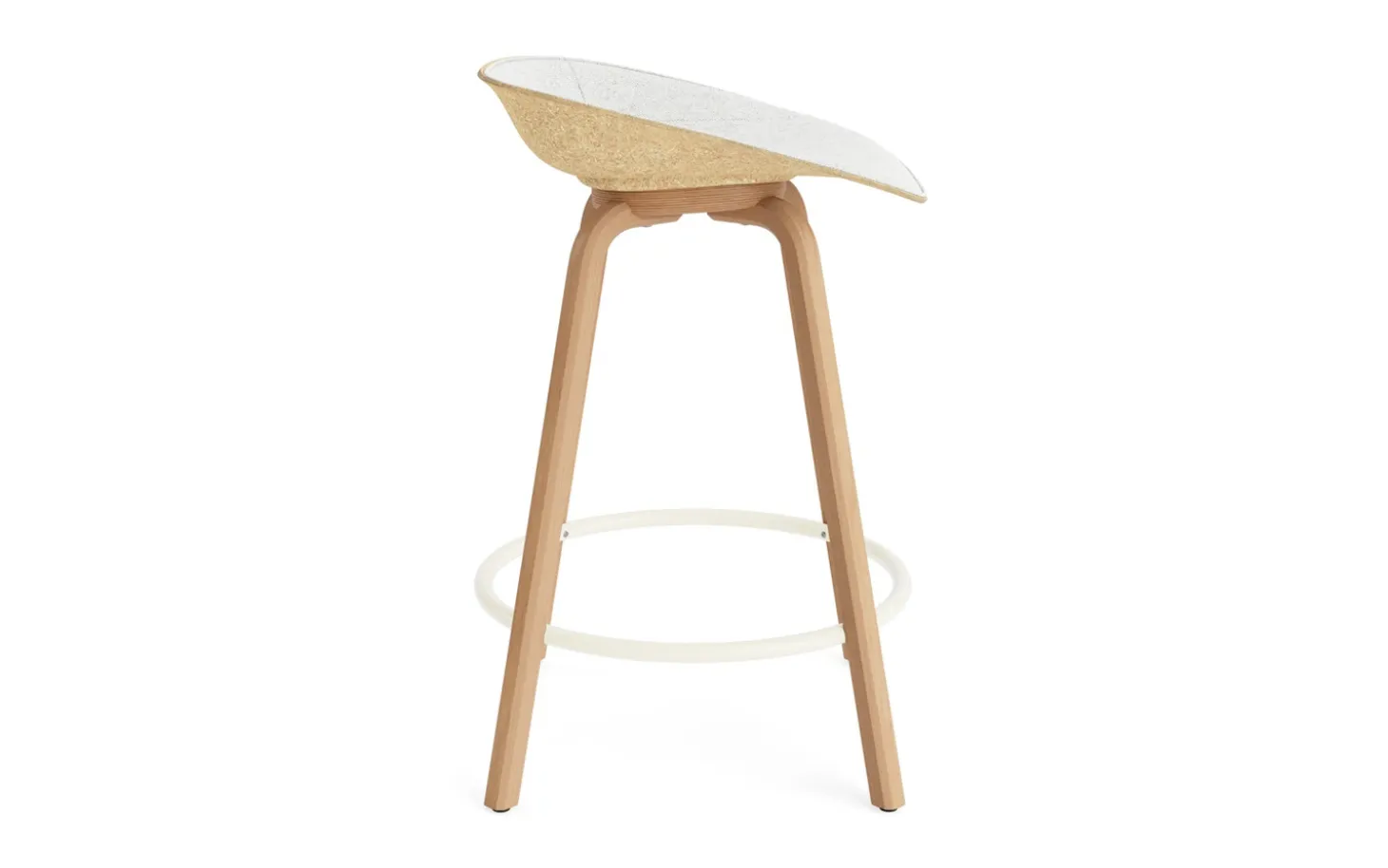 Normann Copenhagen - Mat Barstool 65 cm Front Upholstery Hemp Beech/Cream - Hallingdal 110