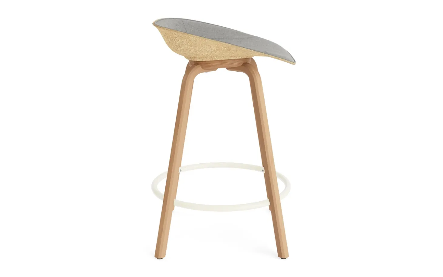 Normann Copenhagen - Mat Barstool 65 cm Front Upholstery Hemp Beech/Cream - Remix 133