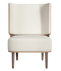 NovoForm - Lounge Chair - Serena - Nubbio Hvid Bouclé og Mørk Eg