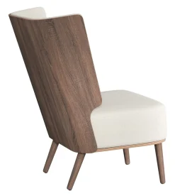 NovoForm - Lounge Chair - Serena - Nubbio Hvid Bouclé og Mørk Eg
